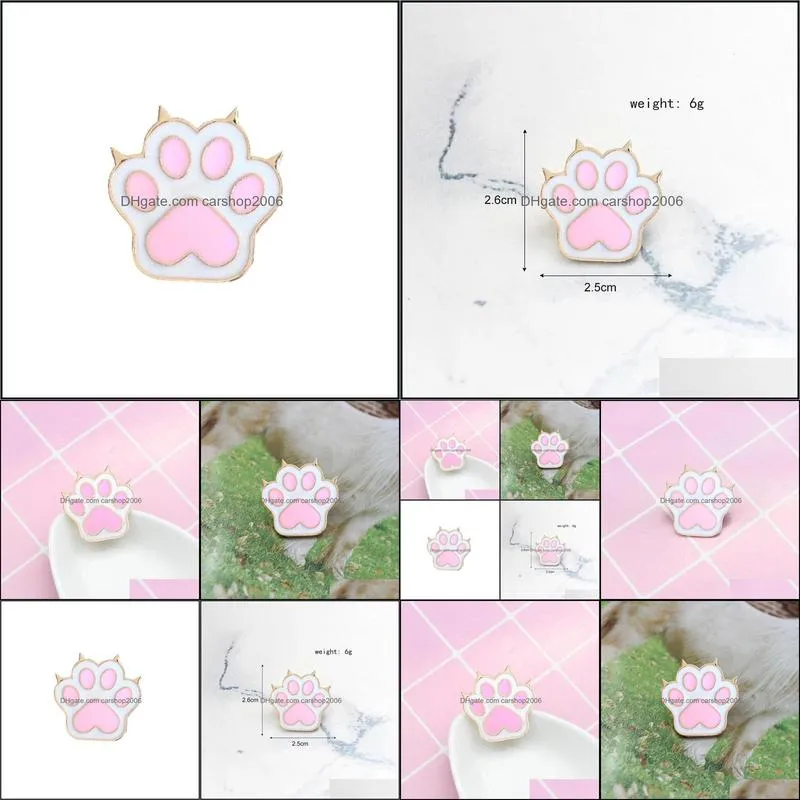 Cute Pink Animal Cat Dog Paw Brooch Shirt Backpack Enamel Lapel Brooches Alloy Badge Couple Fashion Child Gift Jewelry