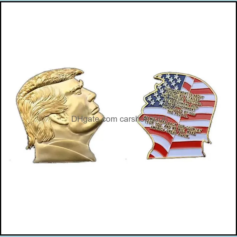 Trump Head Medal Crafts 24k Gold Plated 999 Silver Plated Embossed Badge RRB14878
