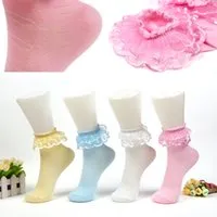 Best Vintage Lace Ruffle Frilly Ankle Short Socks Ladies Pri...