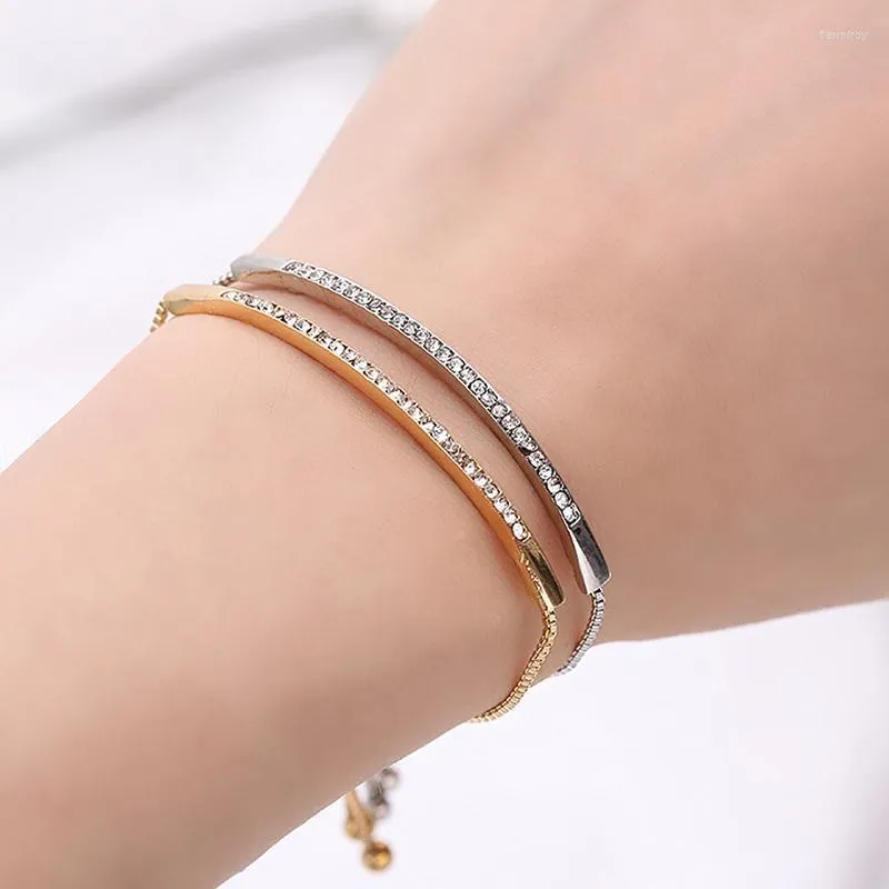 Länkkedjelegering Justerbar armband armband för kvinnor fängslar barreglage Brillant guldfärg smycken pulseira feminia fawn22