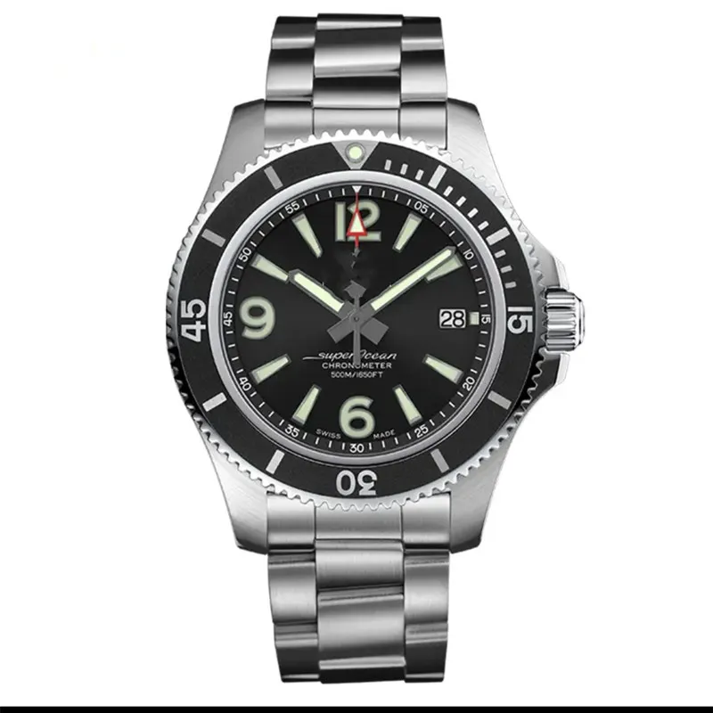 Reloj mecánico completamente automático para hombre, resistente al agua, correa de goma de 42mm, azul, negro, moda de negocios, Super Ocean Watch188e
