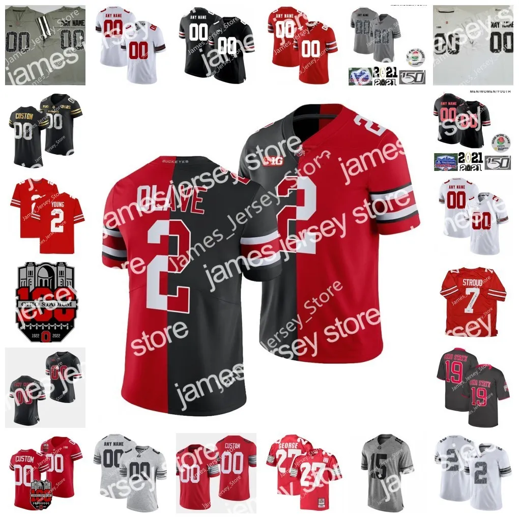 Maglia da football universitaria cucita personalizzata Jam 2022 NCAA Ohio State Buckeyes 44 J.T. Tuimoloau 6 Kyle McCord 3 Teradja Mitchell 1 Demario McCall 13