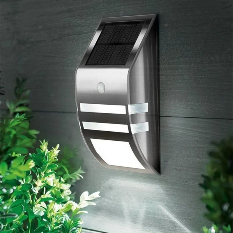 Applique murale LED à énergie solaire avec capteur de mouvement PIR, luminaire d'extérieur, idéal pour un jardin, un paysage, une cour ou une pelouse, sécurité AUTO/hors mur