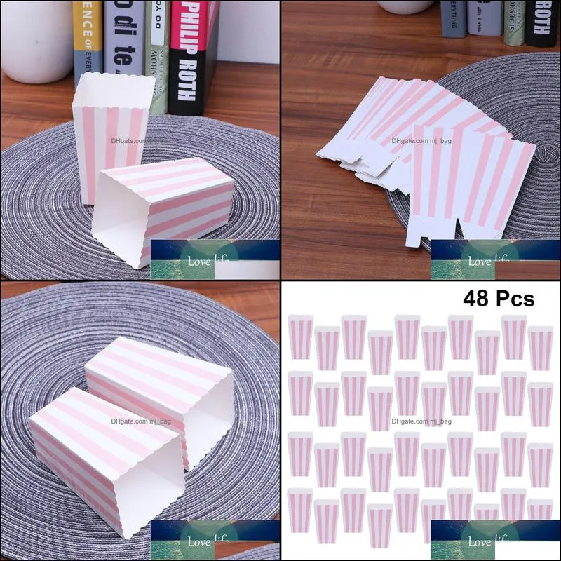 48pcs Paper Popcorn Boxes Wedding Food Candy Box Cartons Container Kids Birthday Baby Shower  Corn Popcorn Box Party Supplies