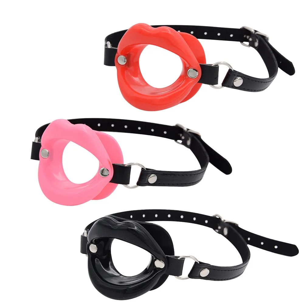 Cinghia per massaggio sulla bocca Gag Fetish orale Anello per bocca aperta Palla in silicone morbido BDSM Bondage Restrizioni Gag Fori aperti Giocattoli sessuali per donne Uomini