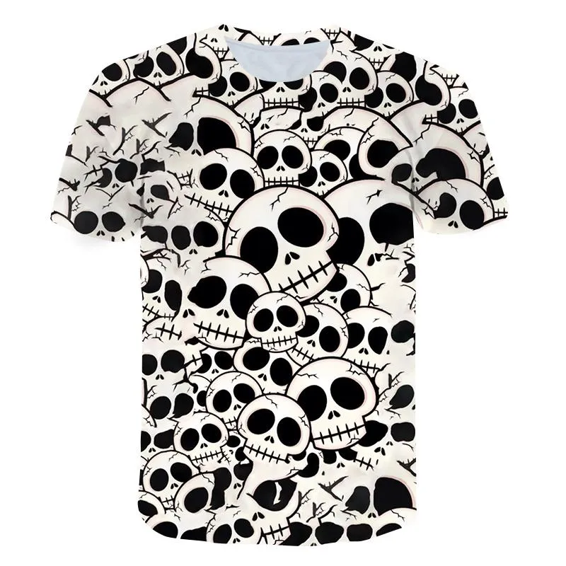 Herren T-Shirts Sommer Horror Schädel 3D-Druck T-Shirt für Männer Casual Übergroße Kurzarm Kleidung Street Hip Hop Tops T-Shirts Kleidung 6XL