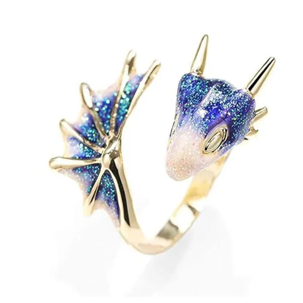 Кольца Band Ring Original Design Starry Sky маленькое голубое драконное кольцо красочное свежее и уникальное мастерство очарование женское серебряное украшение GC1298