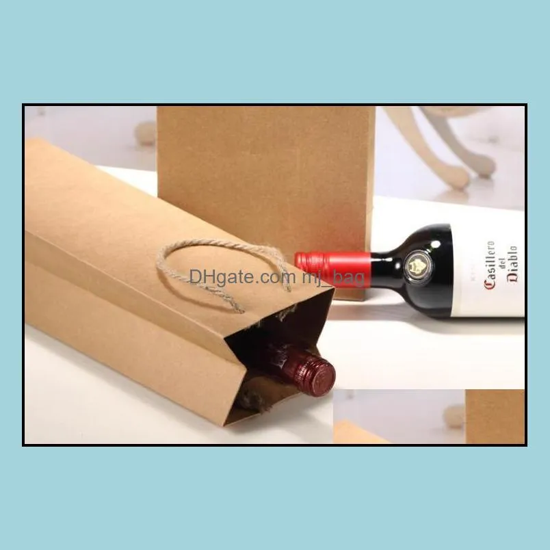 600pcs kraft paper red wine bag single and double gift packaging wines box handbags easy to carry sn3021