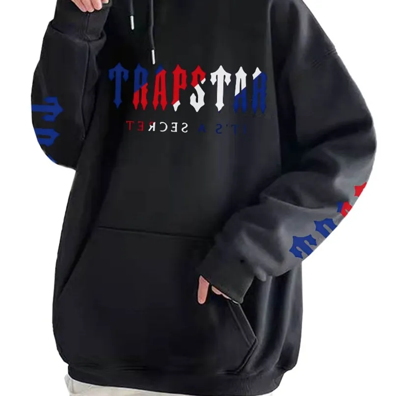 Trapstar It's A Secret Felpa con cappuccio da uomo Blu Rosso Bianco Stampa Casual Streetwear Felpa Hip Hop Autunno Harajuku Abbigliamento unisex di marca 220815