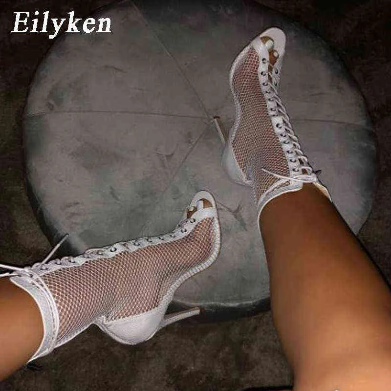 Dress Shoes Eilyken High Quality Gladiator Women Boot Sandals Peep Toe Hollow Out Lace Up Sexy Out Pumps Woman Black 220507