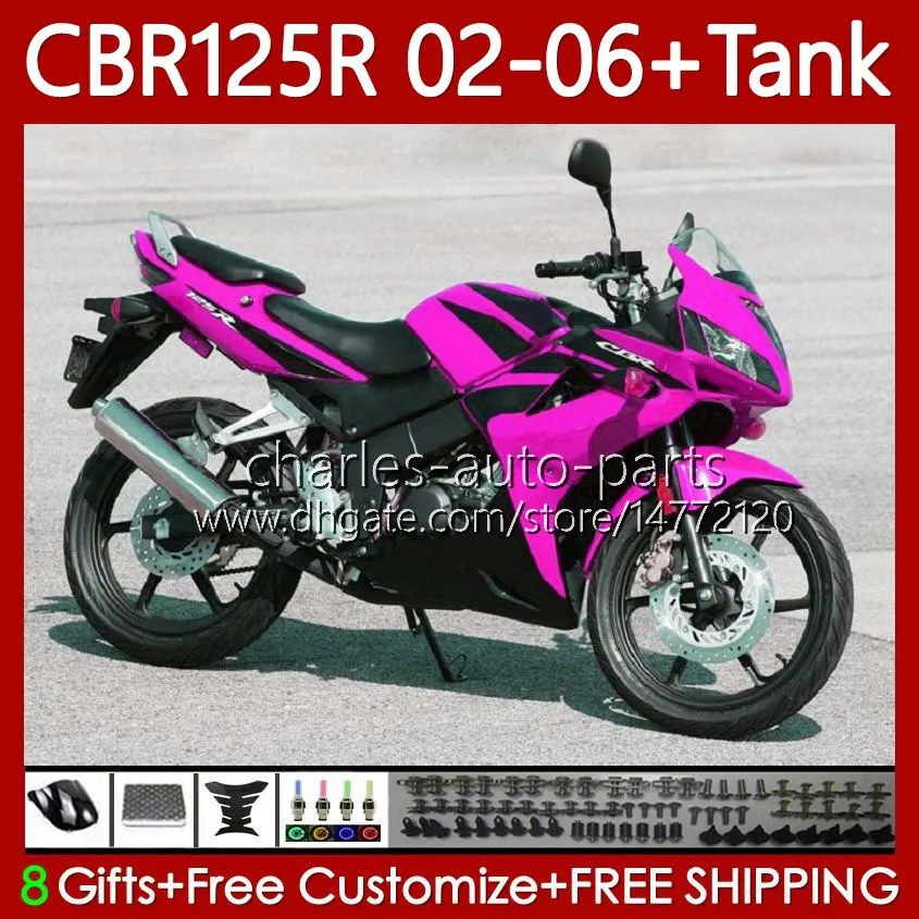 OEM Fairings For HONDA CBR-125 CBR Pink black 125 R CC 02-06 Bodywork 124No.135 CBR 125R 125CC CBR125R 2002 2003 2004 05 06 CBR125RR CBR-125R 02 03 04 2005 2006 Body +Tank