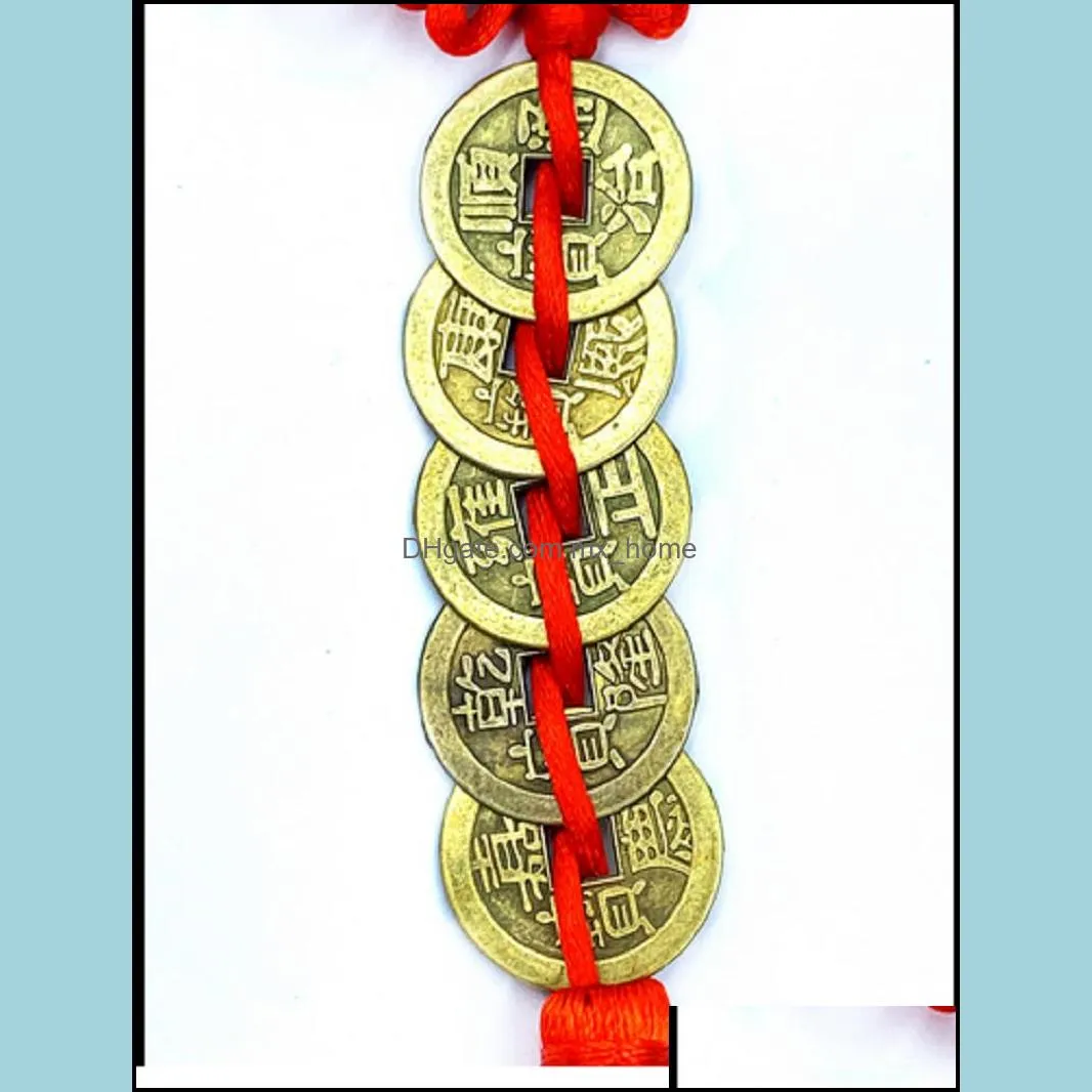Five emperors copper coin string catch week boutique knot ancient coin pendant home door and window car decoration