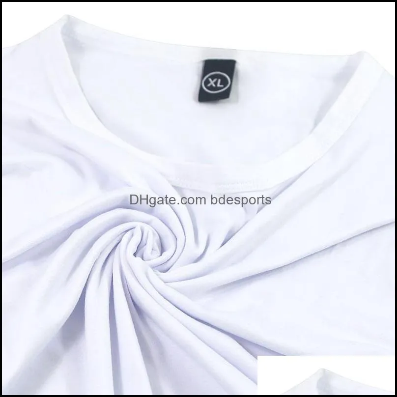 Sublimation Blank T-Shirt White Polyester Shirts Sublimation Short Sleeve T-Shirt for DIY Crew Neck Clothes