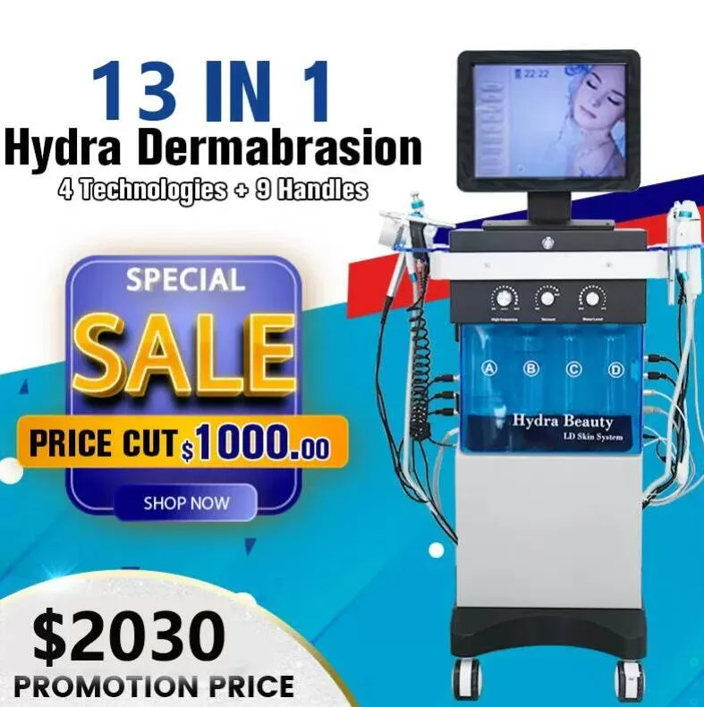 Hydra Facial 13 In 1 Hydra Dermabrasion Microdermabrasion Machine diep reinigende gezichtsheffen Hydro Dermabrasion Apparatuur FDA CE goedgekeurd
