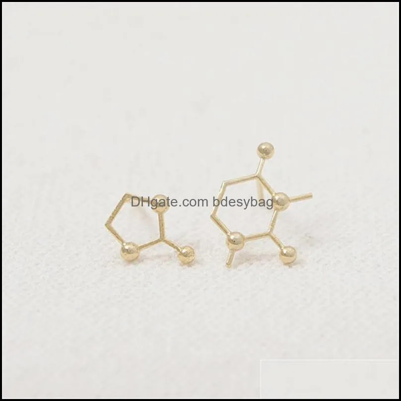 2016 new fashion stud earrings, scientific elements molecules button earrings wholesale free shipping women holiday best gift