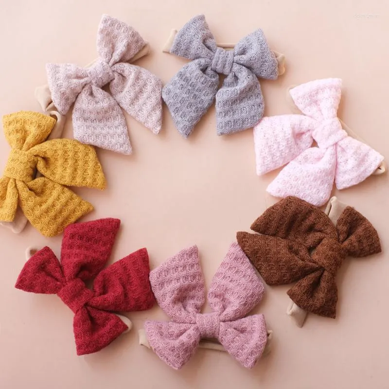 Berets 7pcs/pack Princess Elastic Baby Headband Sweet Flower Infant Hair Band For Girl Boy Soft Cute Bowknot Toddler HeadwearBerets BeretsBe