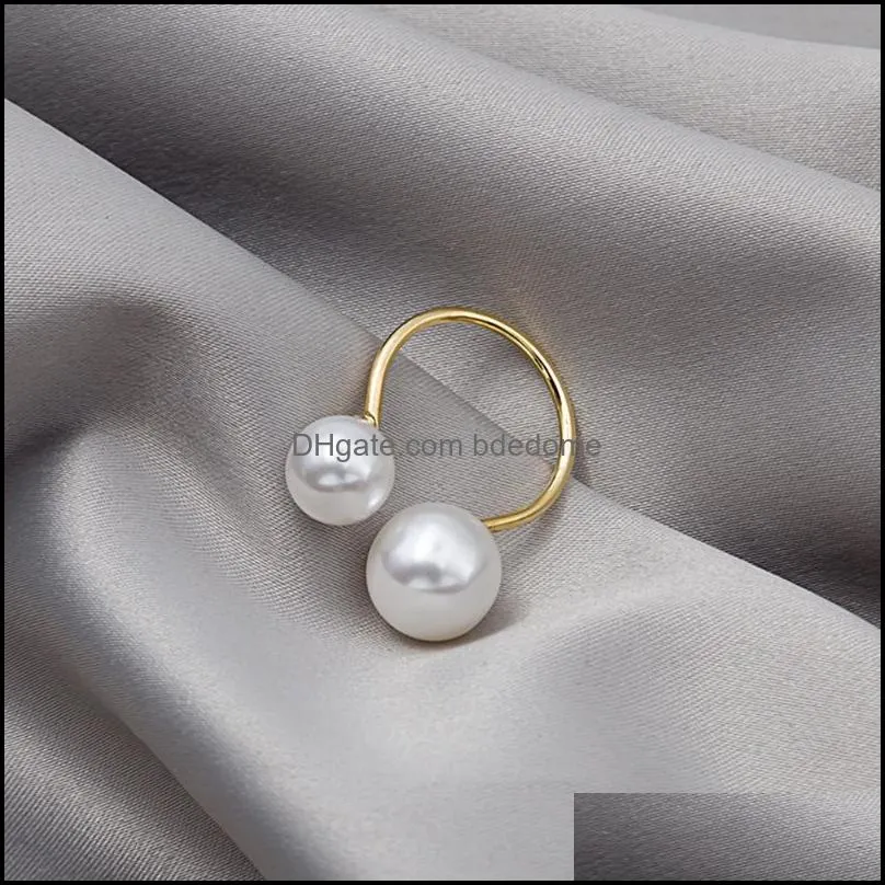 wedding rings fashion women`s size pearl open ring temperament wild joint double jewelry lover giftwedding