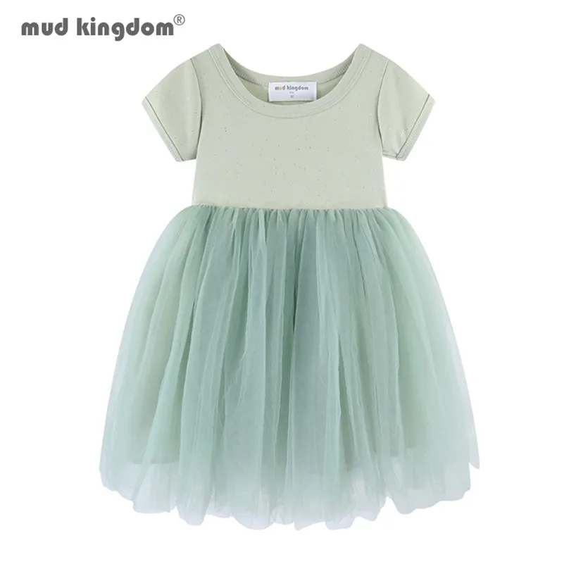 Mudkingdom Sparkly Girls Tutu Jurk Korte mouw bruiloft Princess Party -jurken voor meisje tule kleding kinderen zomer kostuums 220426