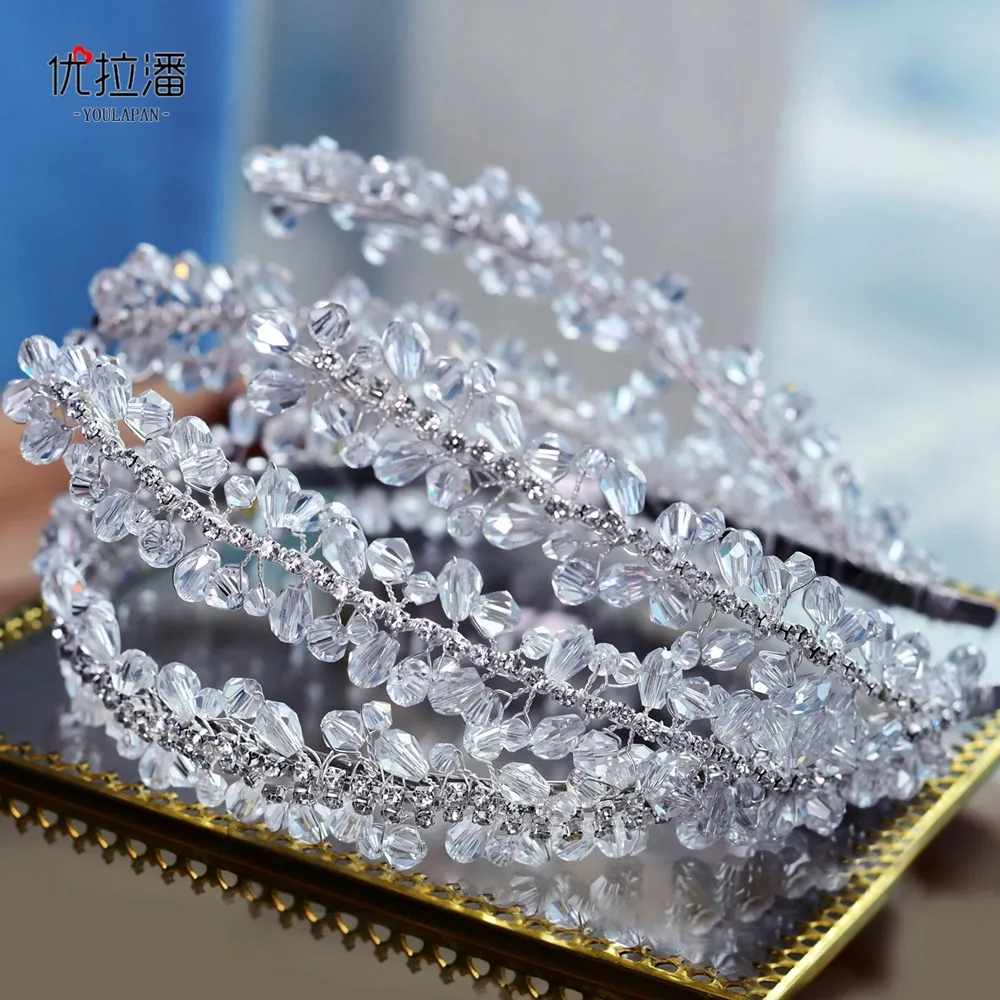 Silver Party Triple Strand Wedding Tiara Diamond Baroque Bridal Headwear Crown Rhinestone with Jewelry Hair Accessories Bridal Crowns Headpieces HP382