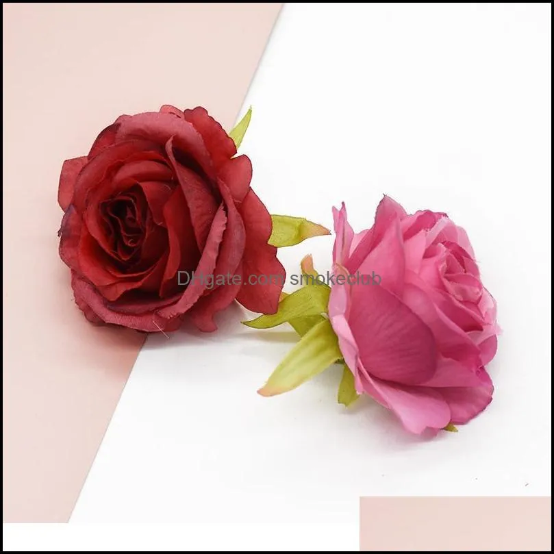 10 Pieces 6 Cm Artificial Roses Home Decor Wedding Decorative Flowers Wreaths Candy Box Silk Flowers Christmas Headdres jllATQ