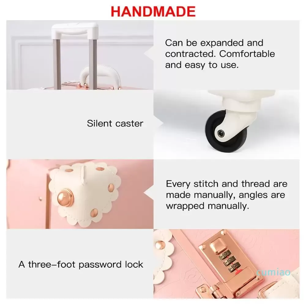 Urecity Vintage Luggage Sets Retro Suitcase With Wheels