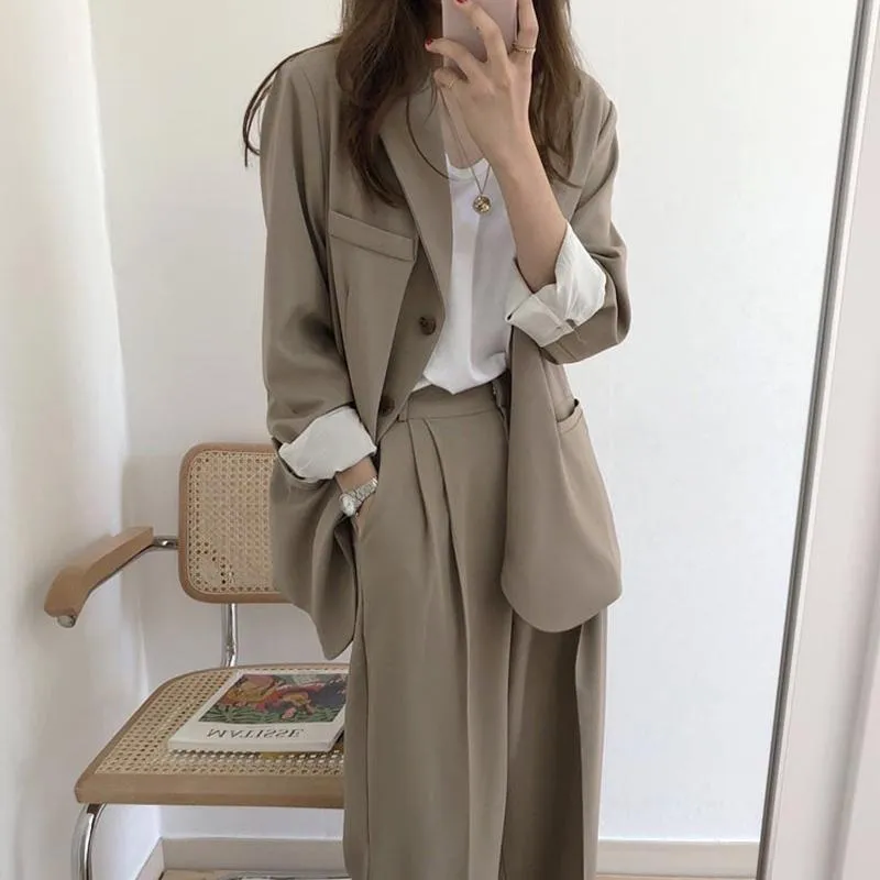 Women's Suits & Blazers Fashion Woman Blazer 2022 Casual Elegant Autumn Overcoat Clothing Female Spring Polyester Single Breasted Black Jack