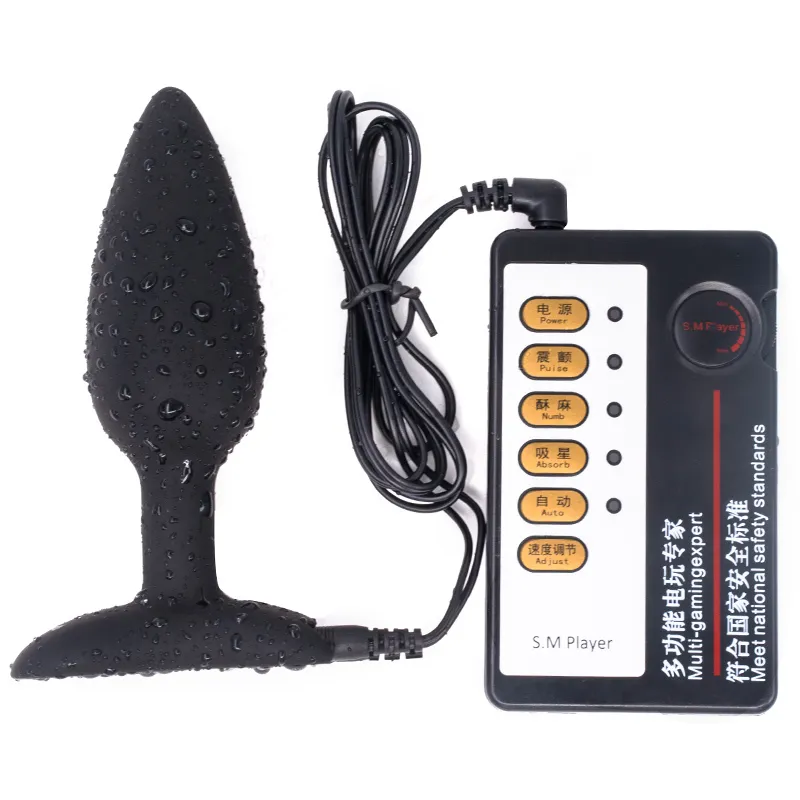 Electro Shock Stimulator Silicone Anal Plug Electric Vagin Anus Stopper Adult sexy Products For Couples