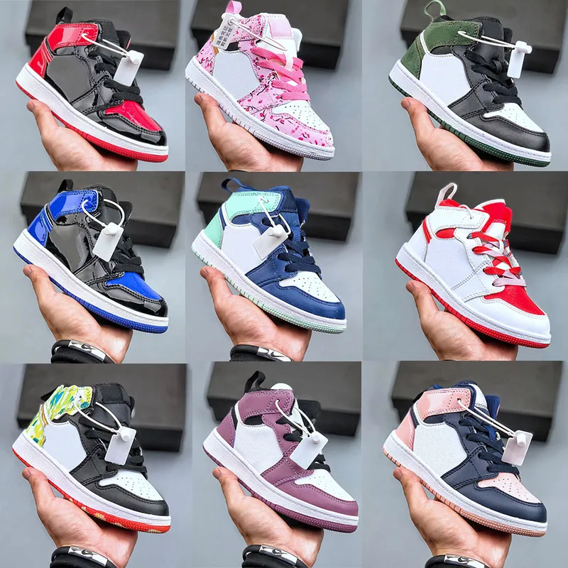 Nike air jordan 1 Kid Baksetball shoes Game Royal Scotts Obsidian Chicago Bred Sneakers Melody Mid Multi-Color Tie-Dye Kids Shoes