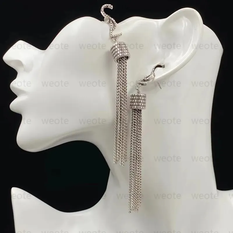 Designer Earrings For Women Luxury Jewelry Silver Studs Brand Letters Earring Y Gold Diamond Dangler Tassel Earings Ear Ring Accessories