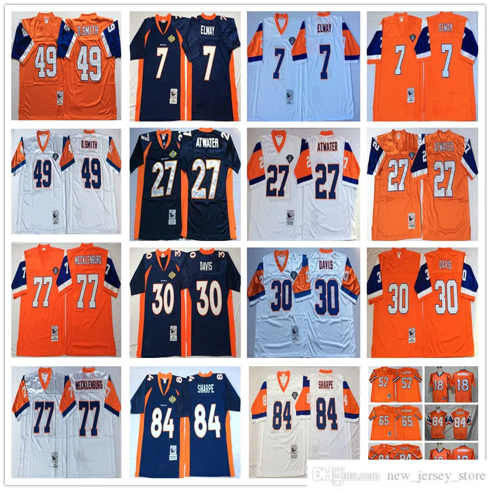 NCAA Throwback 30 Terrell Davis Football Jerseys Retro 84 Shannon Sharpe Dennis Smith John Elway Karl Mecklenburg Steve Atwater Orange Blue White