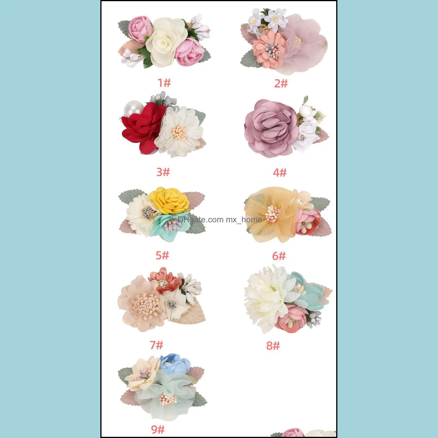 18pcs fashion korean girls elegance hair clips cloth flowers hair pin flower corsage brooch pin wedding party hair accessories