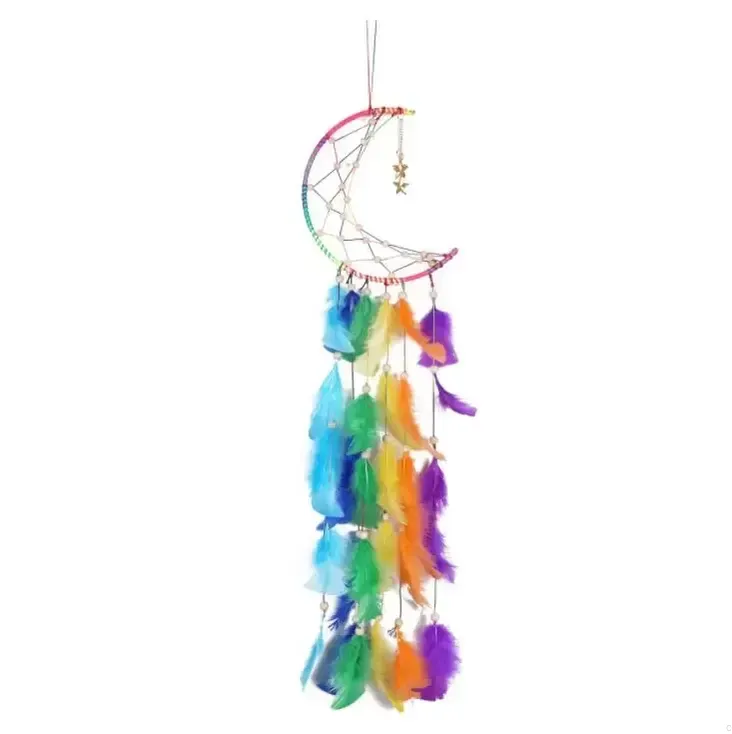 Nieuwe Dream Catcher Festival Gift Handgemaakte Halve Cirkel Maan Design Art Crafts Dreamcatcher Feather Hanging Star Home Wanddecoratie Ornament