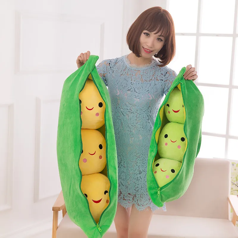 Creative Cute Pea Pod Plush Toy Doll Baby Pillow Furnishings Give Children A Birthday Present Home Decortion M024 220531