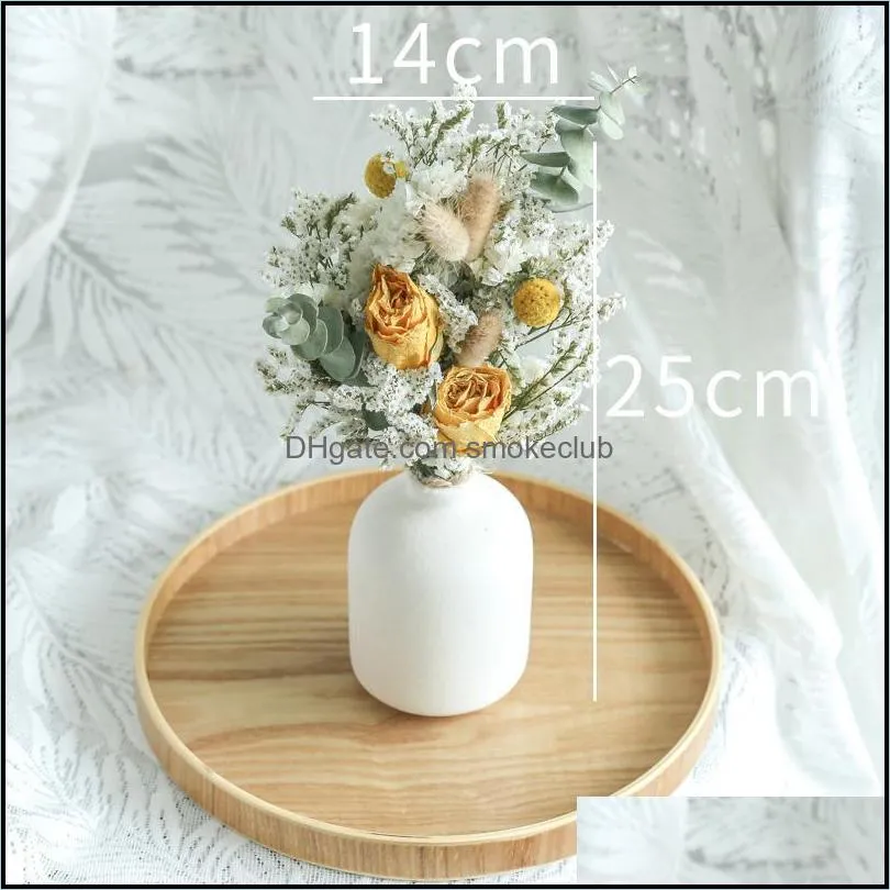 Decorative Flowers & Wreaths Real Natural Dried Flower Bouquet Rose Pampas Grass Gypsophila Plants Home Decoration DIY Crafts Wedding