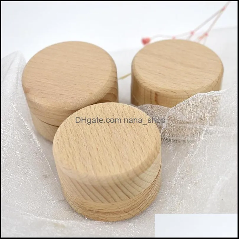 Small Round Wooden Storage Boxes Ring Box Vintage decorative Natural Craft Jewelry box Case Wedding Accessories