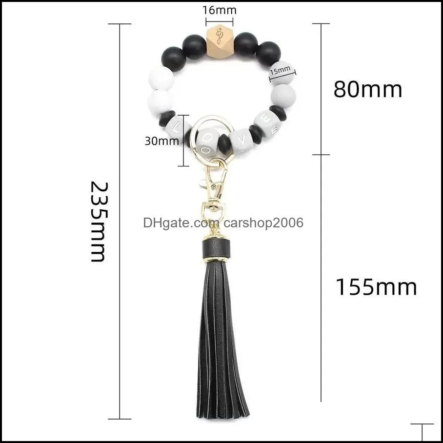 ups letter silicone bead bracelets decompression toy tassel key chain party favor pendant women`s jewelry bag accessories mother`s day