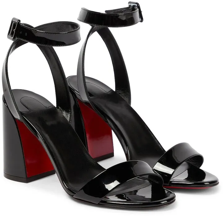 Elbise Ayakkabı Paris Kırmızı Sandal Ayakkabıları Bayan Sabina 85mm Patent Deri Ayak Bilgi Kayışı Sandalet Kadın Siyah Sandal Tutun