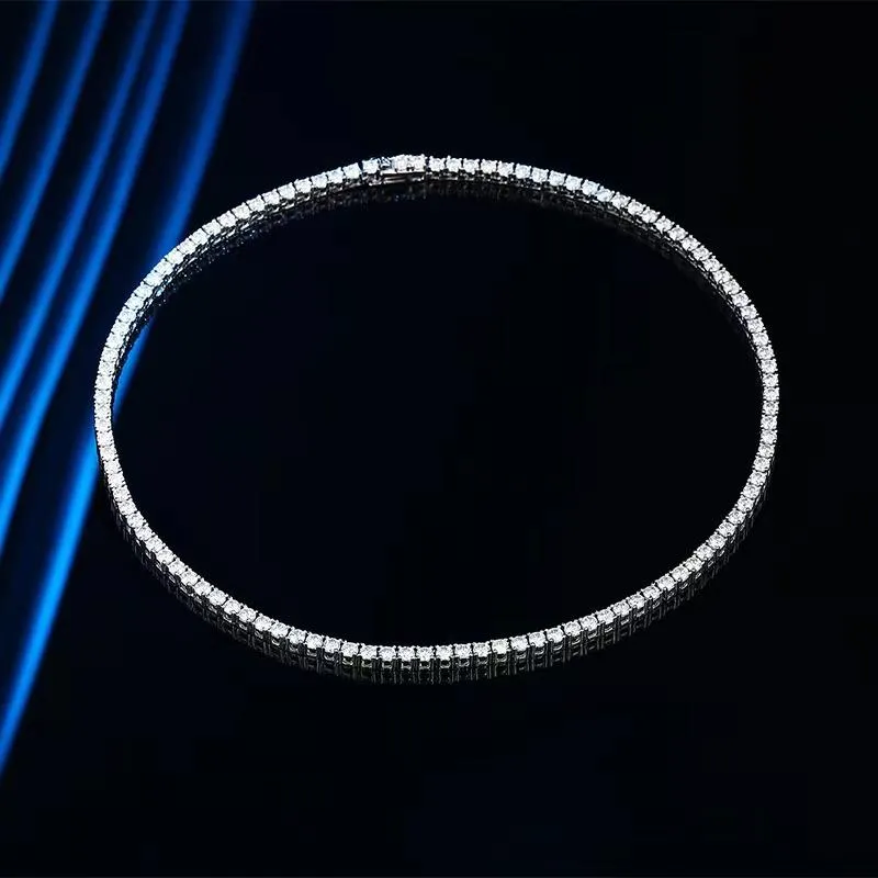 Anhänger Halsketten Trendy 3mm D Farbe Moissanit Tennis Halskette Für Frauen Männer Überzogene Platin 4 Prong Lab Diamant Kette Pass geschenkPendant Stift