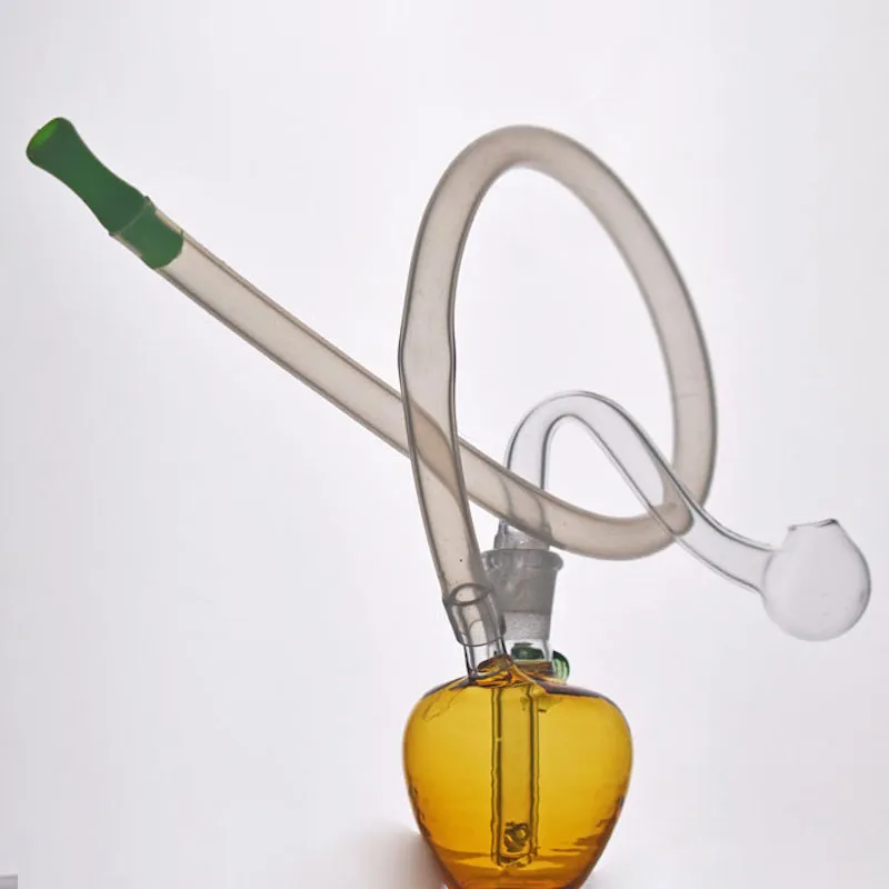 Toptan Sigara En Yeni Apple Hookah Cam Yağ Brülör Bongs Su Dab Sigara Bong ile Mini Kase