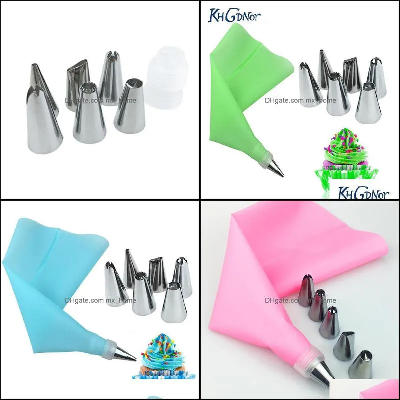 baking pastry tools 8pcs/set icing piping tool cake cupcake decoration nozzles with silicone bag