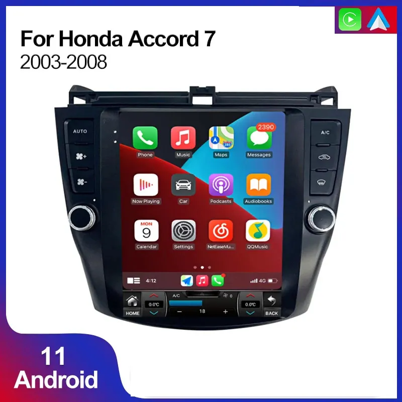 10.1 tum Android Car Video GPS Multimedia Player för 2003-2007 Honda Accord 7 med USB AUX WiFi Support Bakövning Kamera OBD2