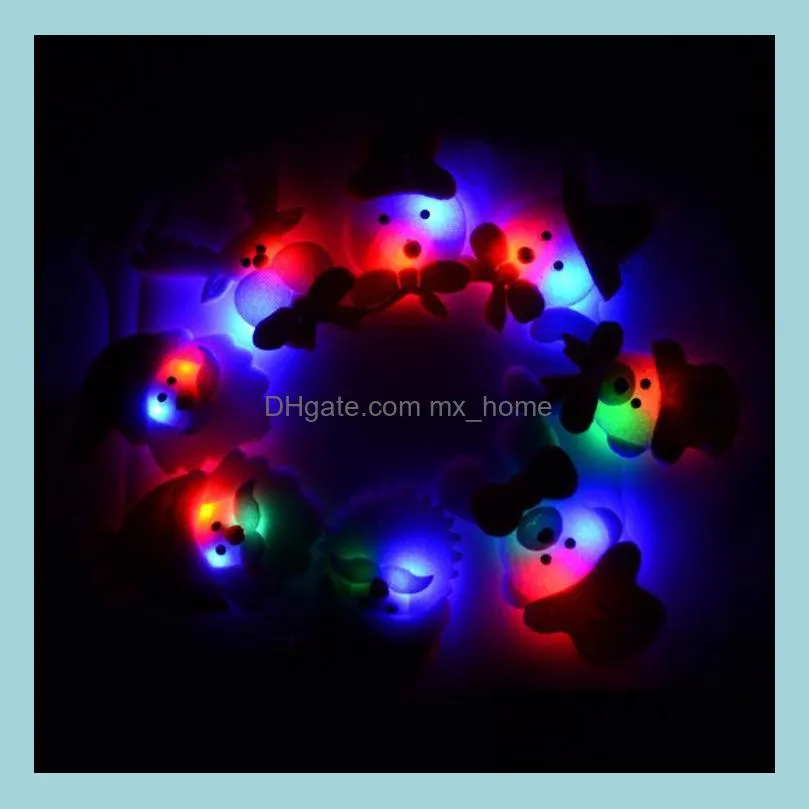 christmas gift led glowing santa snowman deer bear glow flashing cartoon brooch badge toy christmas luminous decoration paf11827