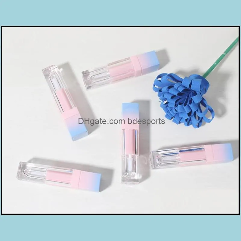 200pcs/lot Square Empty Lip Gloss Tube Gradient Pink Blue Plastic Elegant Lipstick Liquid Cosmetic Containers 5ml Sample SN1223