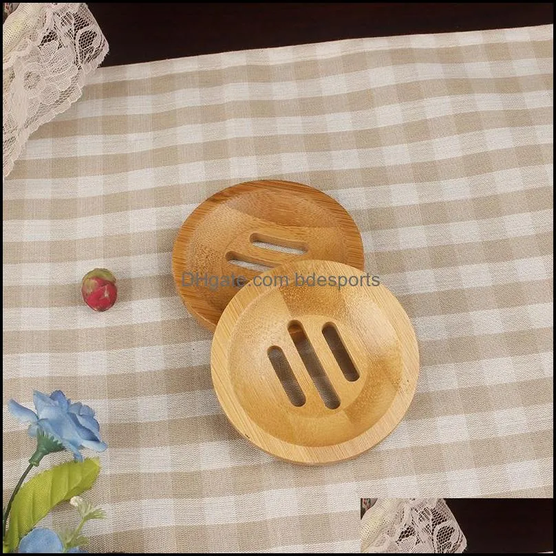 Round Mini Soap Dish Creative Environmental Protection Natural Bamboo Soaps Holder Drying SoapHolder Bathroom Accessories LLS133-WLL