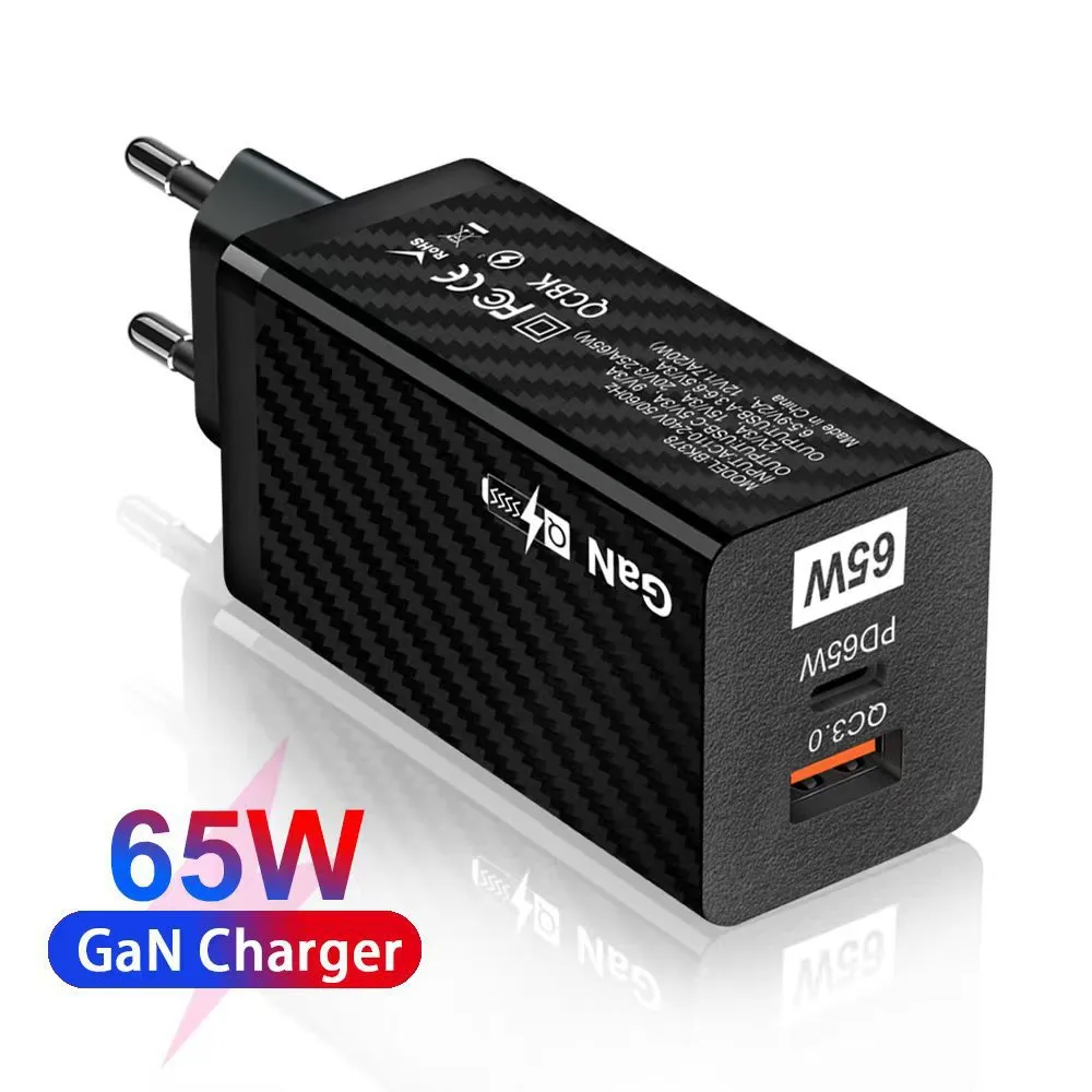 65W GAN Charger Charge Quick Charge QC4.0 3.0 Tipo C PD Chargers USB com carregamento rápido portátil para Mac iPhone 14 laptop