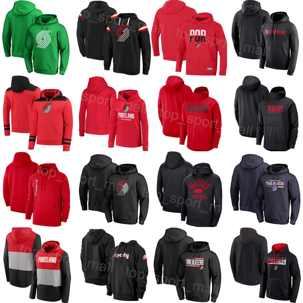 Erkekler Gençlik Basketbol Damian Lillard Hoody Jersey 0 Jusuf Nurkic Hooded 27 Anfernee Simons Hoodies 1 Nassir Küçük Sweatshirts 9 Josh Hart 11 Spor Hayranları için Dikişli