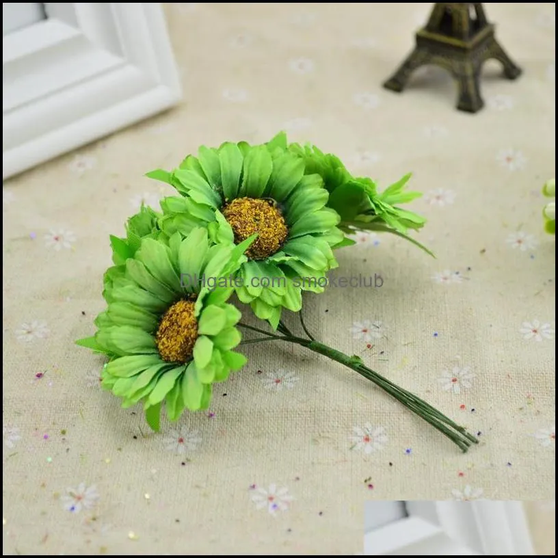 6pcs/bundle Artificial Flower Cheap Christmas For Home Wedding Decor Accessories Fake Stamen Gerbera Diy Wreath Gifts Si jllFeH