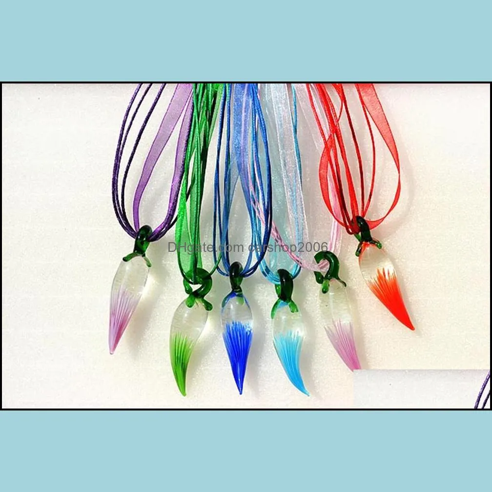 mixed color pepper shape handmade lampwoke murano glass pendants necklaces jewelry ladies