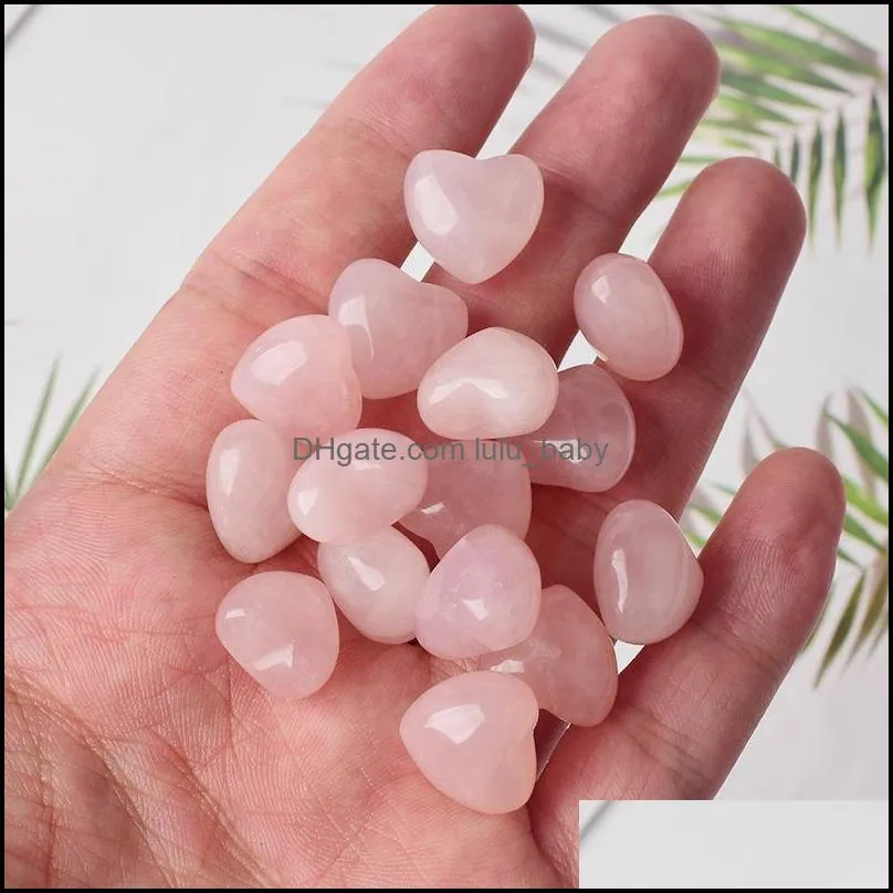 2omm 25mm Love Hearts Natural Crystal Stone Craft Ornaments rose Quartz Healing Crystals Energy Reiki Gem Living Room Decoration