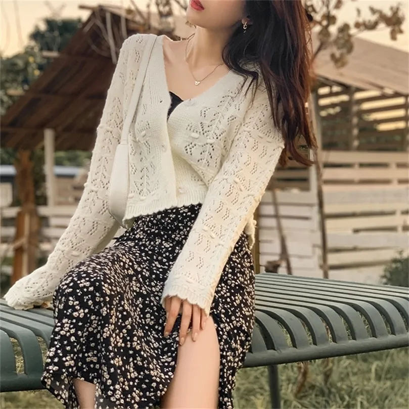 Mishow Autumn Cardigan for Women Hollow Out Fashion Slim Sweater Casual Long Sleeve Clothing MX20C5287 201221